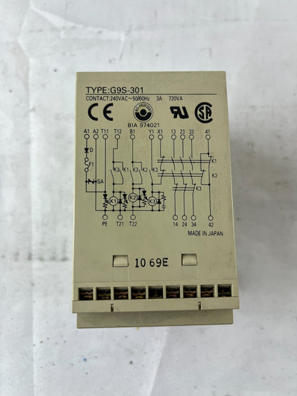 Omron G9S-301 DC24 Safety Relay Unit 3PST-NO 24V DC USED Spare Part
