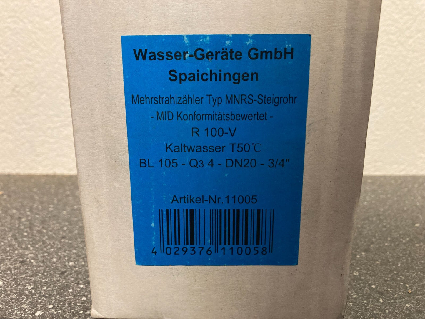 Wasser-Geräte GmbH Multi-Jet Cold Water Meter MNRS Q3 4 m³/h T50°C DN20 3/4"