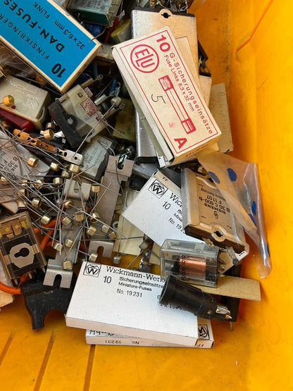 Vintage Electronics Grab Box – RC Snubber Units, Relays, Fuses, Mixed Components