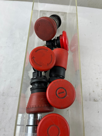 Industrial Emergency Stop Push Button Switches 22 Mm Red Mushroom Lot, Used