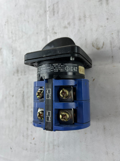 Kraus & Naimer C42 Rotary Cam Switch 63A 660V Panel Mount Selector Switch Used