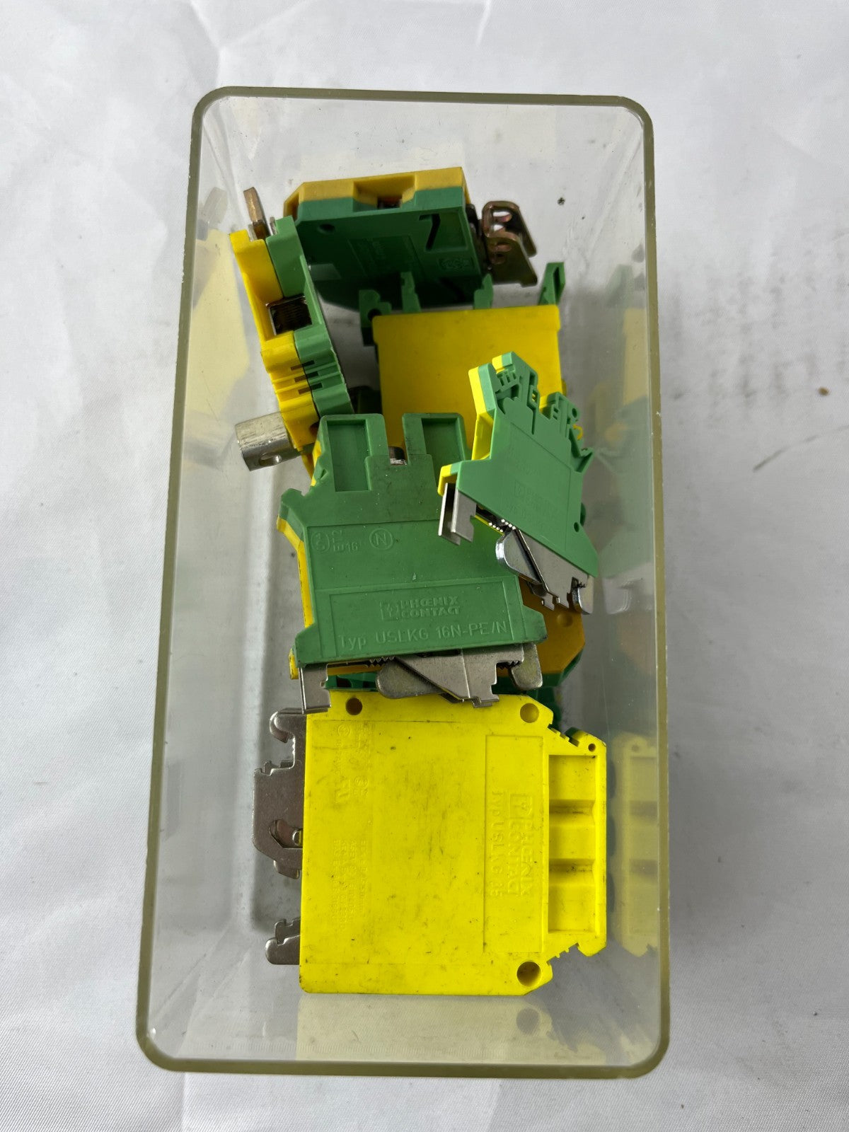 Ground Terminal Block Lot Phoenix Contact USLKG 16N Used Yellow Green PE Earth