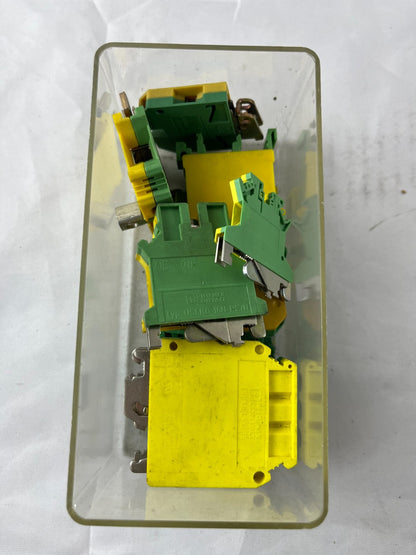 Ground Terminal Block Lot Phoenix Contact USLKG 16N Used Yellow Green PE Earth
