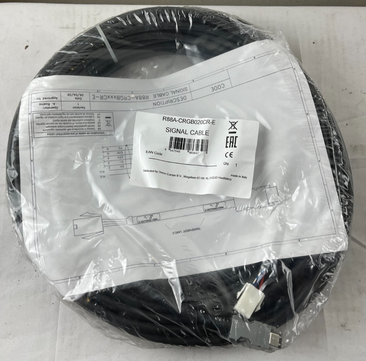 Omron R88A-CRGB020CR-E Servo Motor Signal Cable 20 m New Sealed Unused