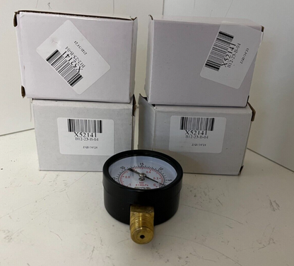Lot of 4 Pressure Gauges 0-25 Bar / 0-1 MPa - Brass Connection - New in Box