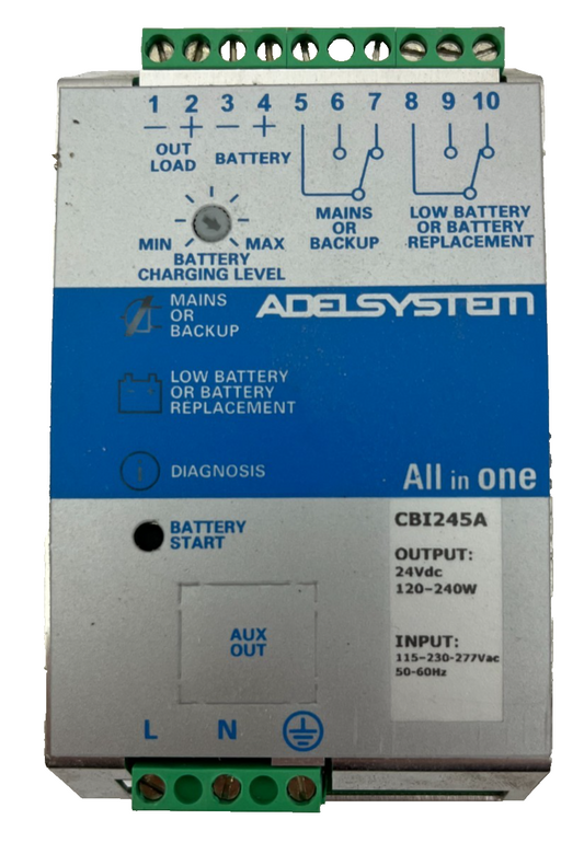 AdelSystem CBI245A DC UPS Power Supply 24V 5A 120W DIN Rail Battery Charger