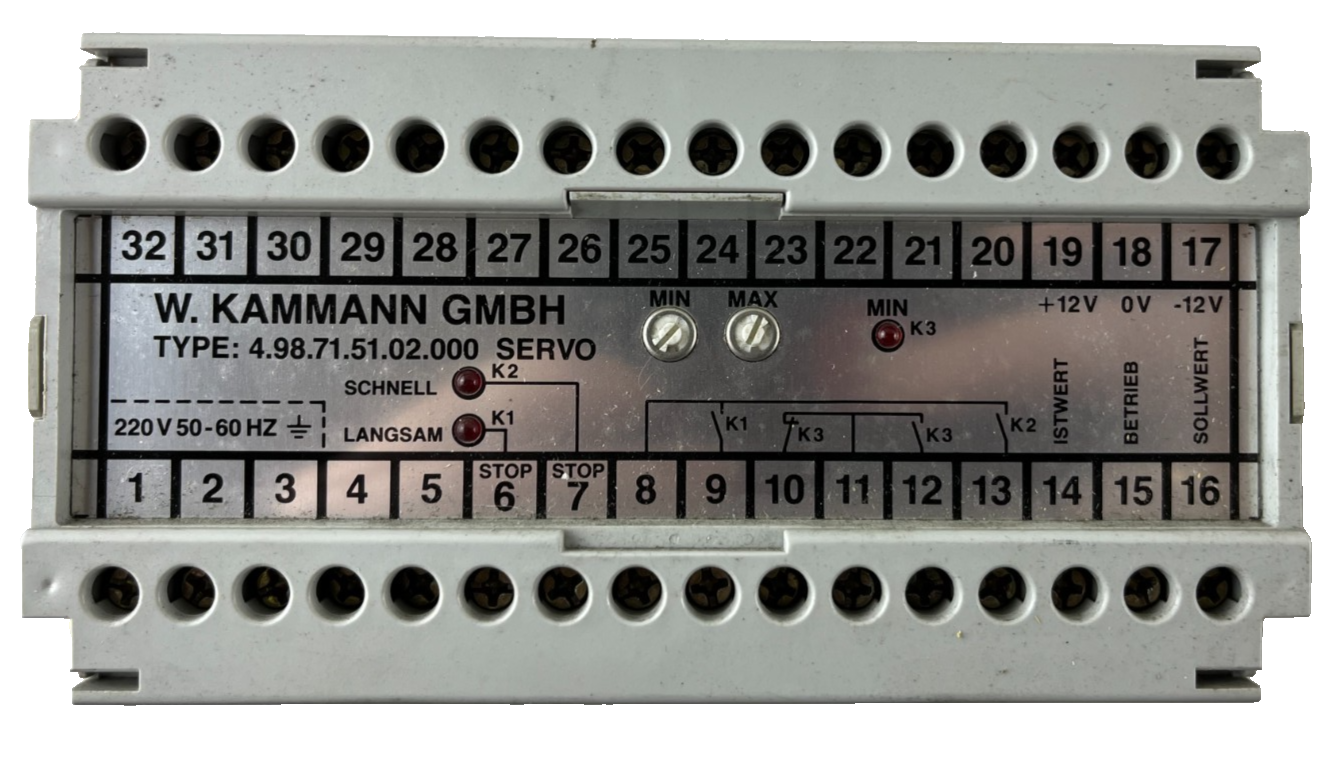 W. Kammann GmbH 4.98.71.51.02.000 SERVO Motor Speed Control Module 220 V AC Used