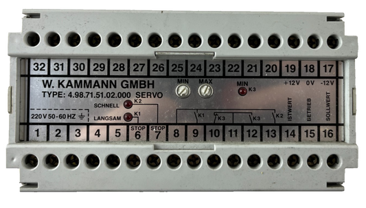 W. Kammann GmbH 4.98.71.51.02.000 SERVO Motor Speed Control Module 220 V AC Used