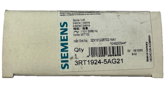 Siemens 3RT1924-5AG21 SIRIUS Magnetic Coil 110 V AC 50/60 Hz for 3RT1023–3RT1026