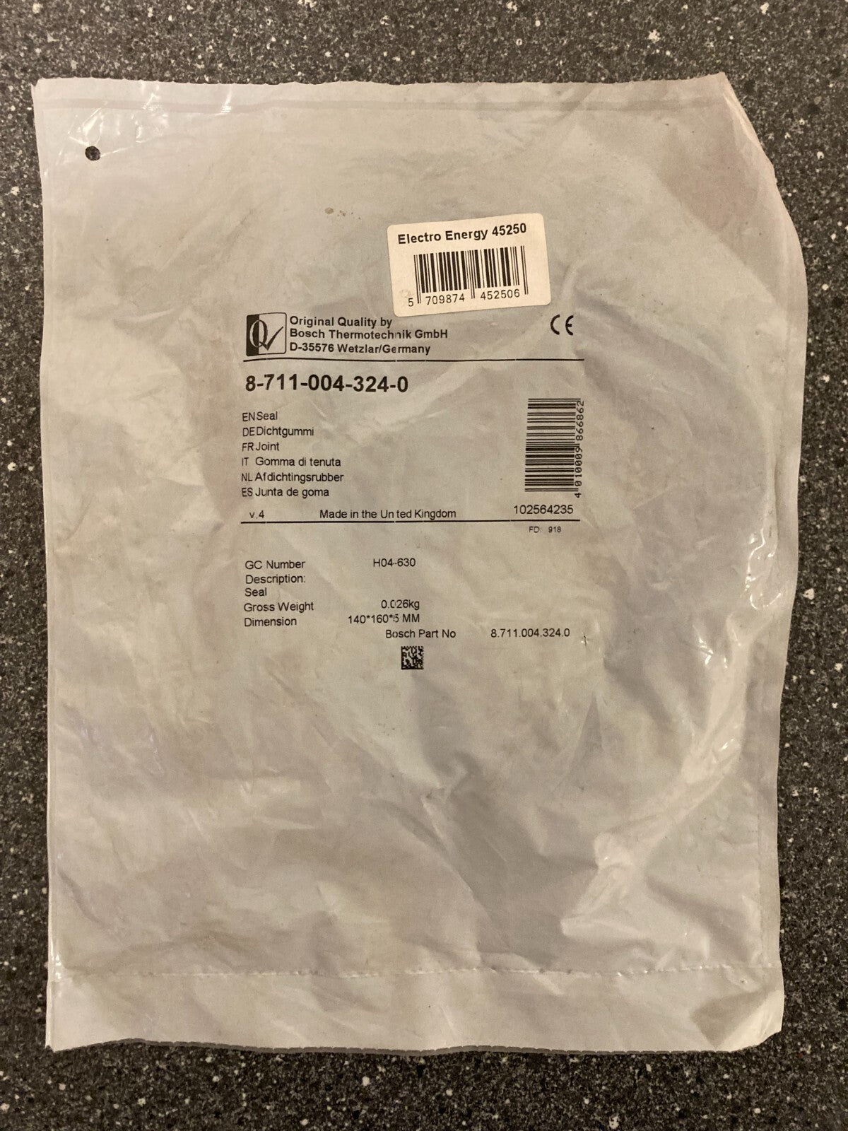 Bosch Seal Rubber PN:87110043240 - Genuine Original Spare Part HVAC Systems
