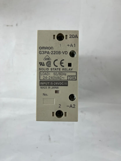 Omron G3PA-220B-VD Solid State Relay 20A 24–240VAC, 5–24VDC Input, DIN Rail, New