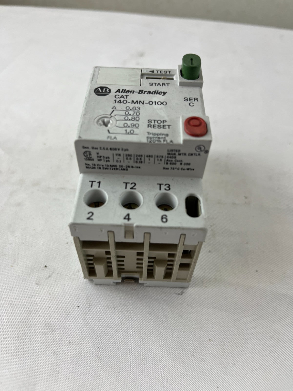 Allen‑Bradley 140-MN-0100 Manual Motor Starter 0.63–1.0A 3‑Pole Used Spare Part
