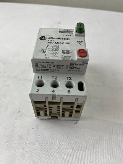 Allen‑Bradley 140-MN-0100 Manual Motor Starter 0.63–1.0A 3‑Pole Used Spare Part