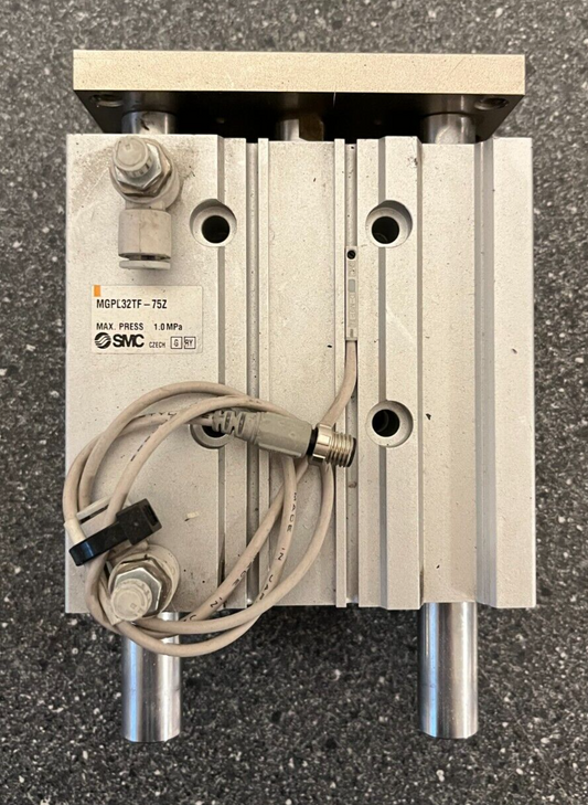 SMC MGPL32TF-75Z Guided Pneumatic Cylinder, 32mm Bore, 75mm Stroke, Tested