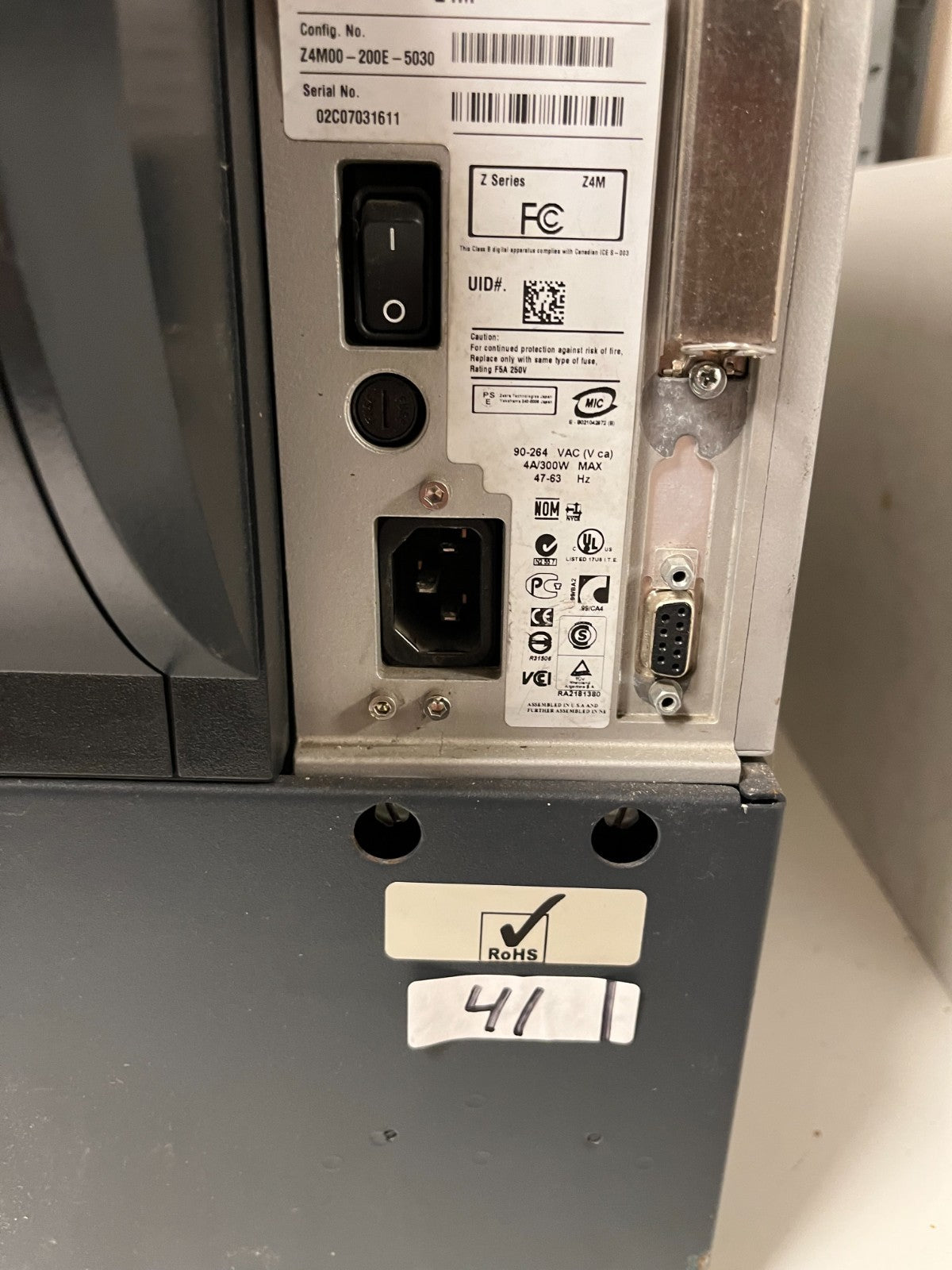Zebra Z4Mplus Z4M00-200E-5030 Thermal Label Printer 203DPI Working Condition