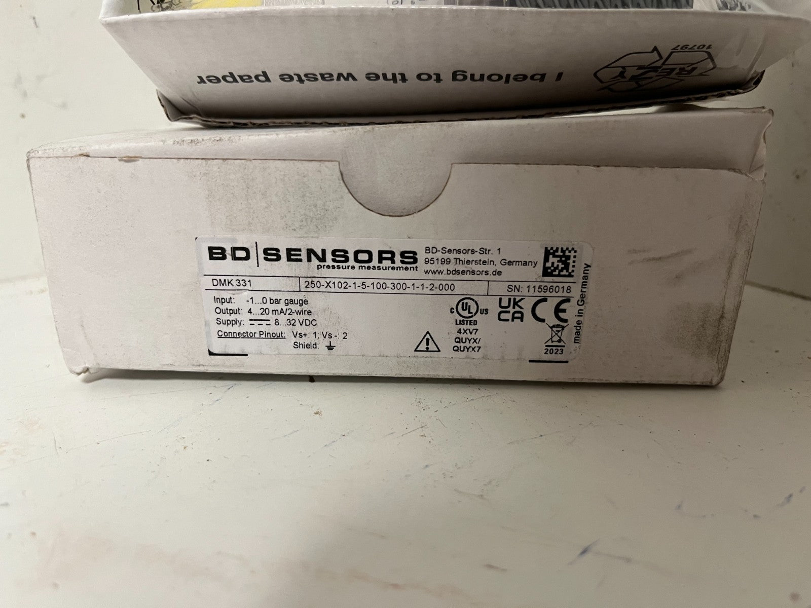 BD Sensors DMK 331 Pressure Transmitter 1...0 Bar 4-20mA 8-32VDC New Open Box