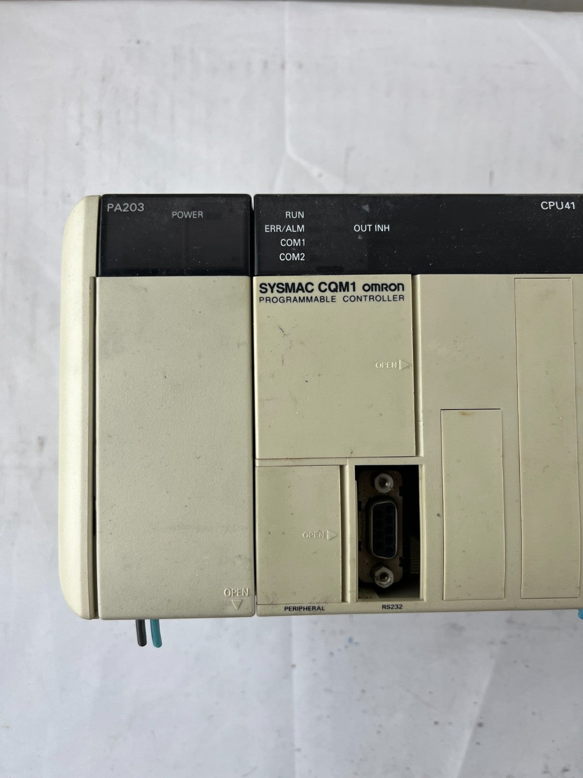 Omron CQM1 CPU41 PLC System PA203 ID212 OD212 Rack RS232 Good Used
