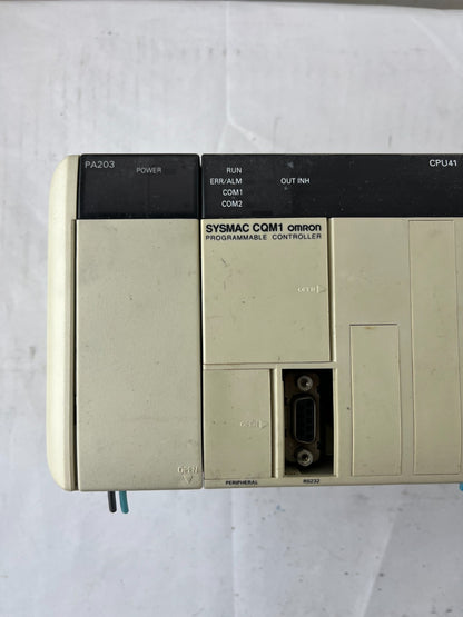 Omron CQM1 CPU41 PLC System PA203 ID212 OD212 Rack RS232 Good Used