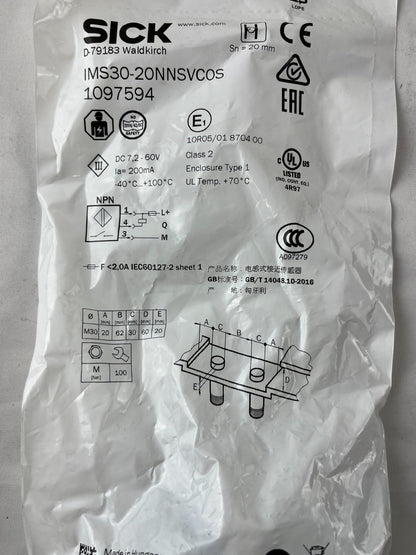 Sick IMS30-20NNSVC0S 1097594 Proximity Sensor M30 20mm NPN New Sealed Hungary