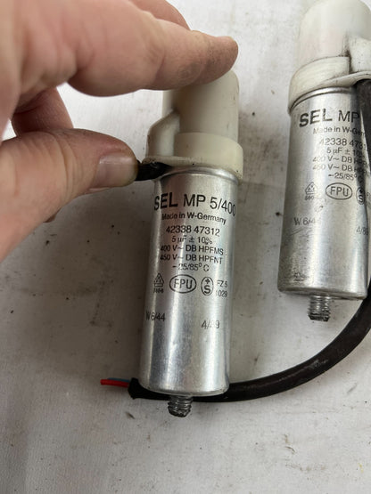 SEL MP 5/400 5µF 400V–450V Motor Run Capacitors Set of 2 Used Working Spares