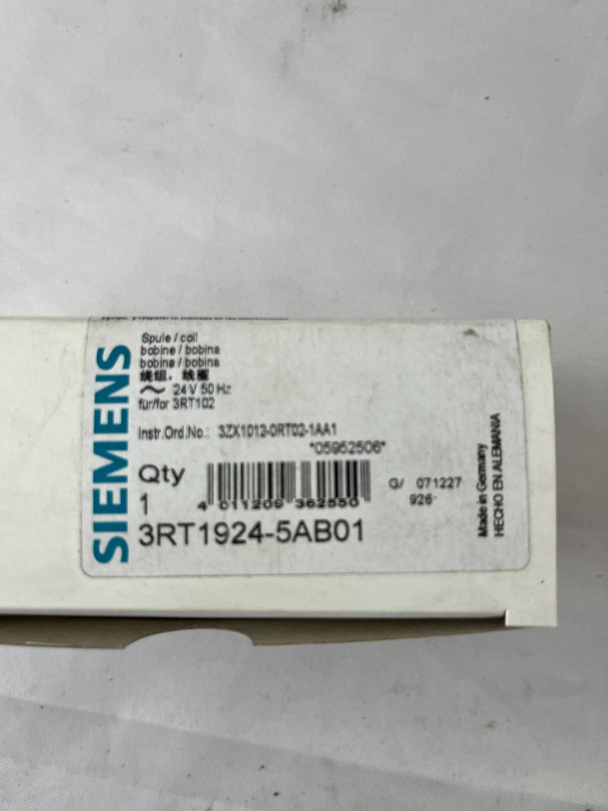 Siemens 3RT1924-5AB01 SIRIUS Magnetic Coil 24 V AC 50 Hz for 3RT1023–3RT1026 NOS