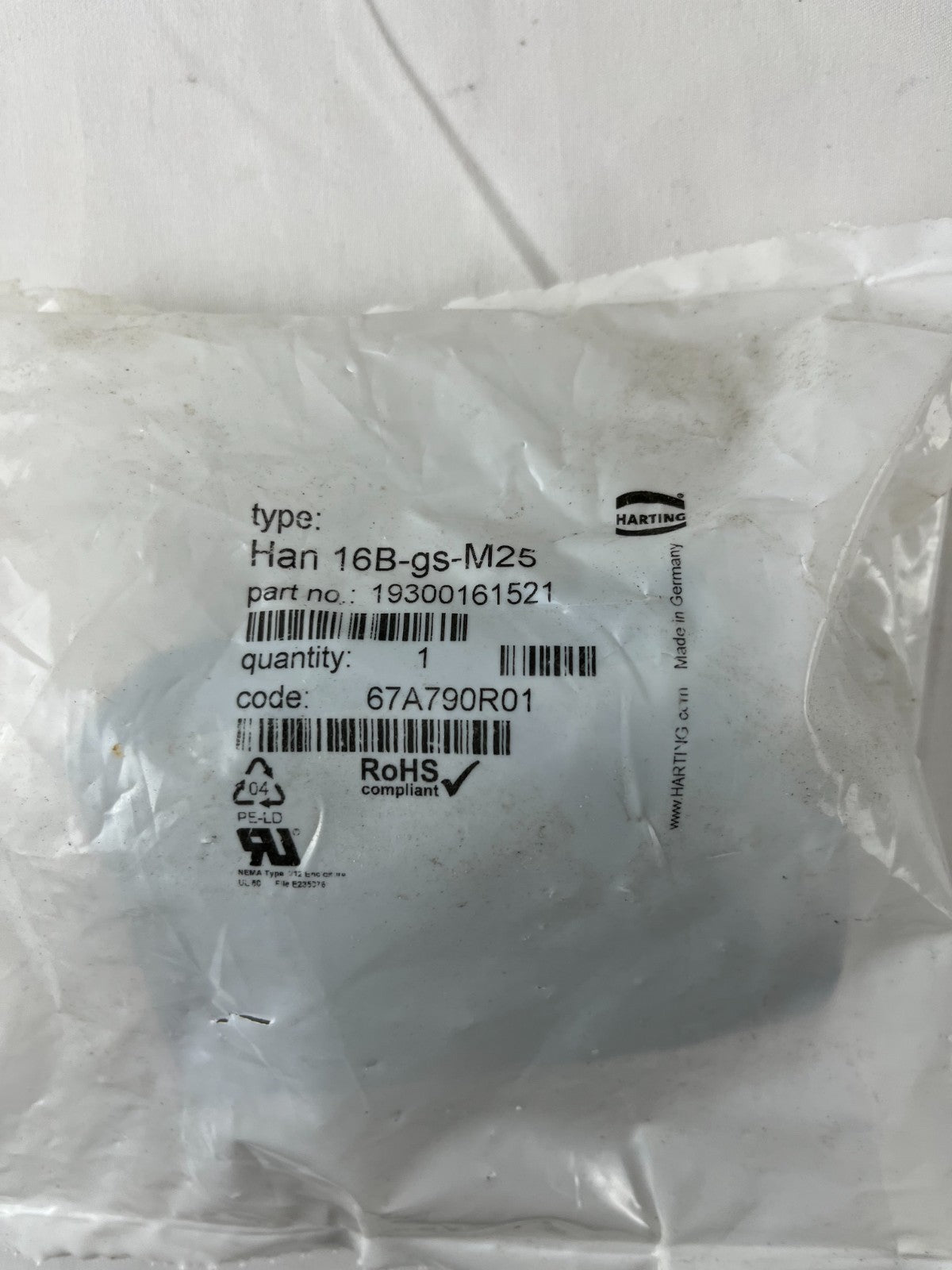 Harting Han 16B-gs-M25 Industrial Connector Hood Housing 19300161521 NEW