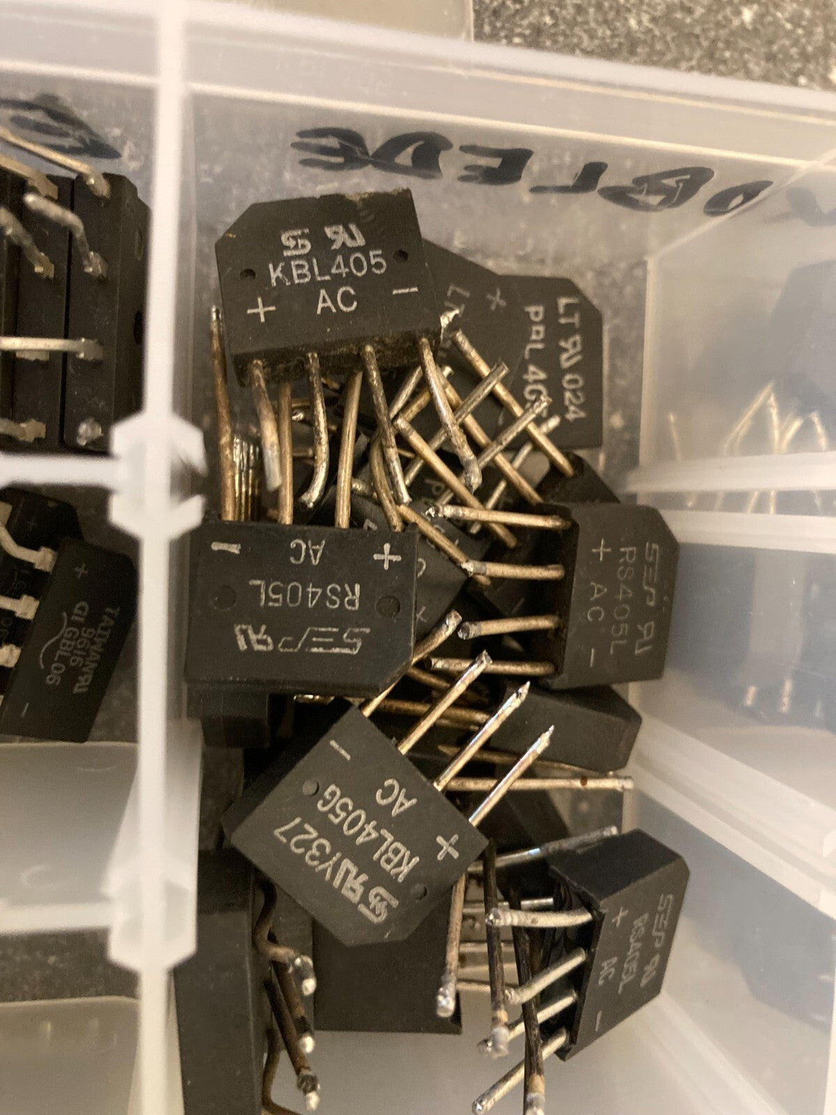 Lot of Assorted Bridge Rectifiers in Storage Case Various Models Specifications