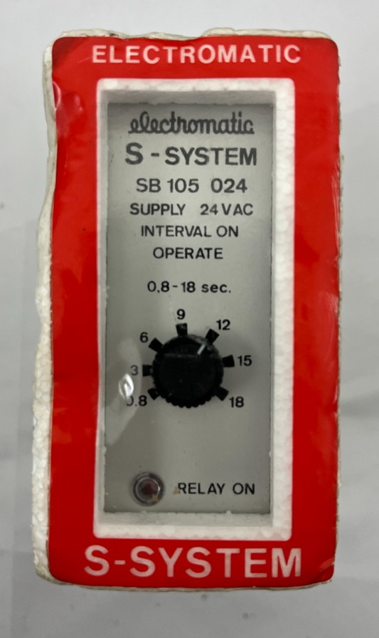 Electromatic S-System SB 105 024 Timer Relay 24VAC Interval On Operate 0.8–18s
