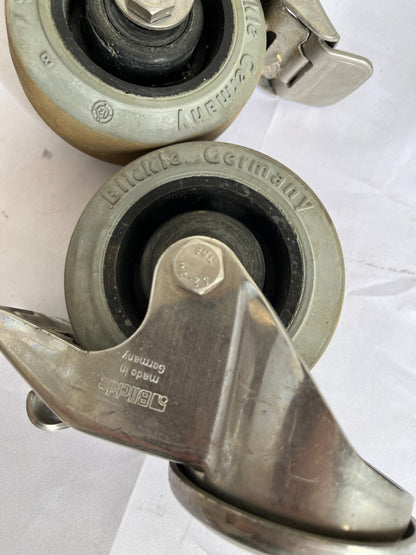 Blickle 80 X 32 Swivel Casters With Brake Set Of 3 Used Germany Spare Units