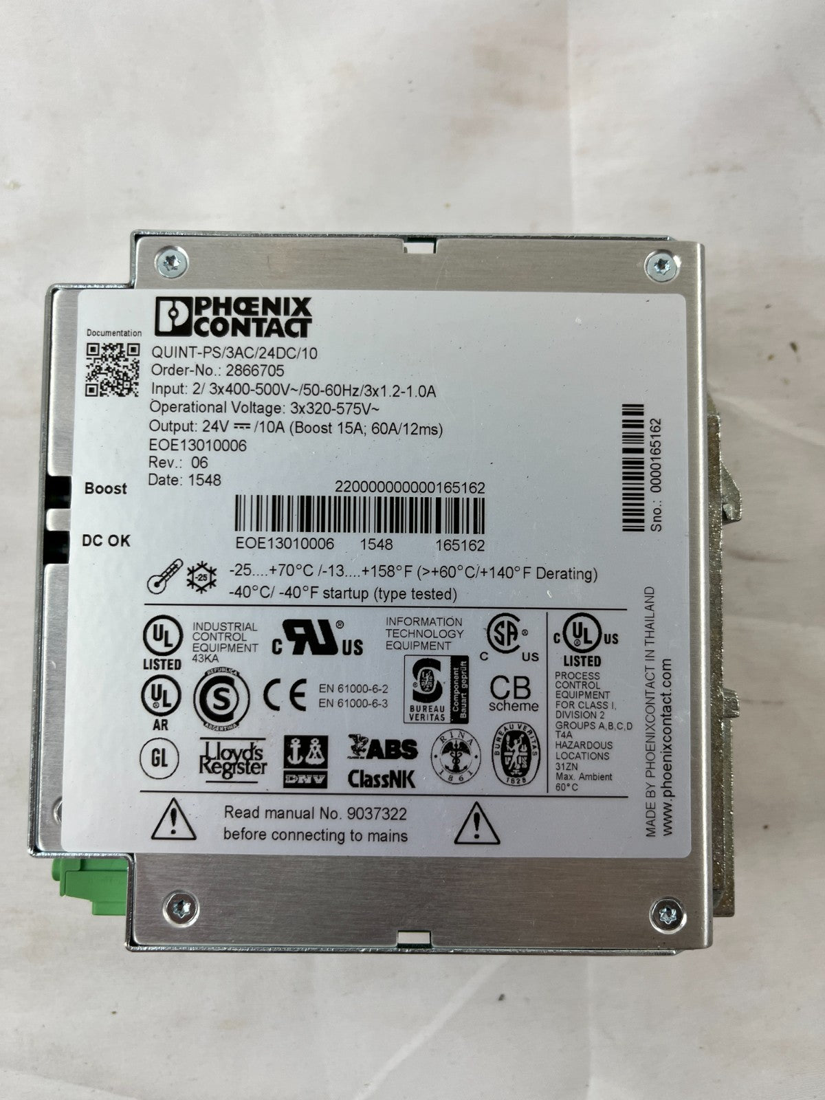 Phoenix Contact QUINT-PS/3AC/24DC/10 2866705 Power Supply 24VDC 10A Used Spare