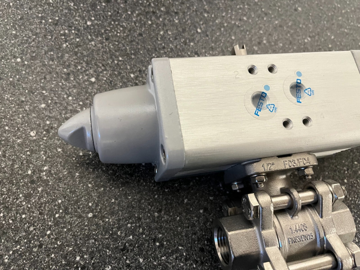 Festo VZBA-1/2"-GG-63-T-22 Pneumatic Ball Valve Actuator Assembly, Stainless