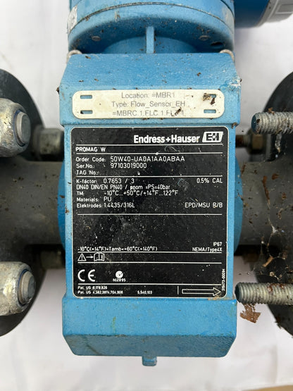 Endress+Hauser Promag W 50 Electromagnetic Flow Meter 50W40-UA0A1AA0ABAA DN40