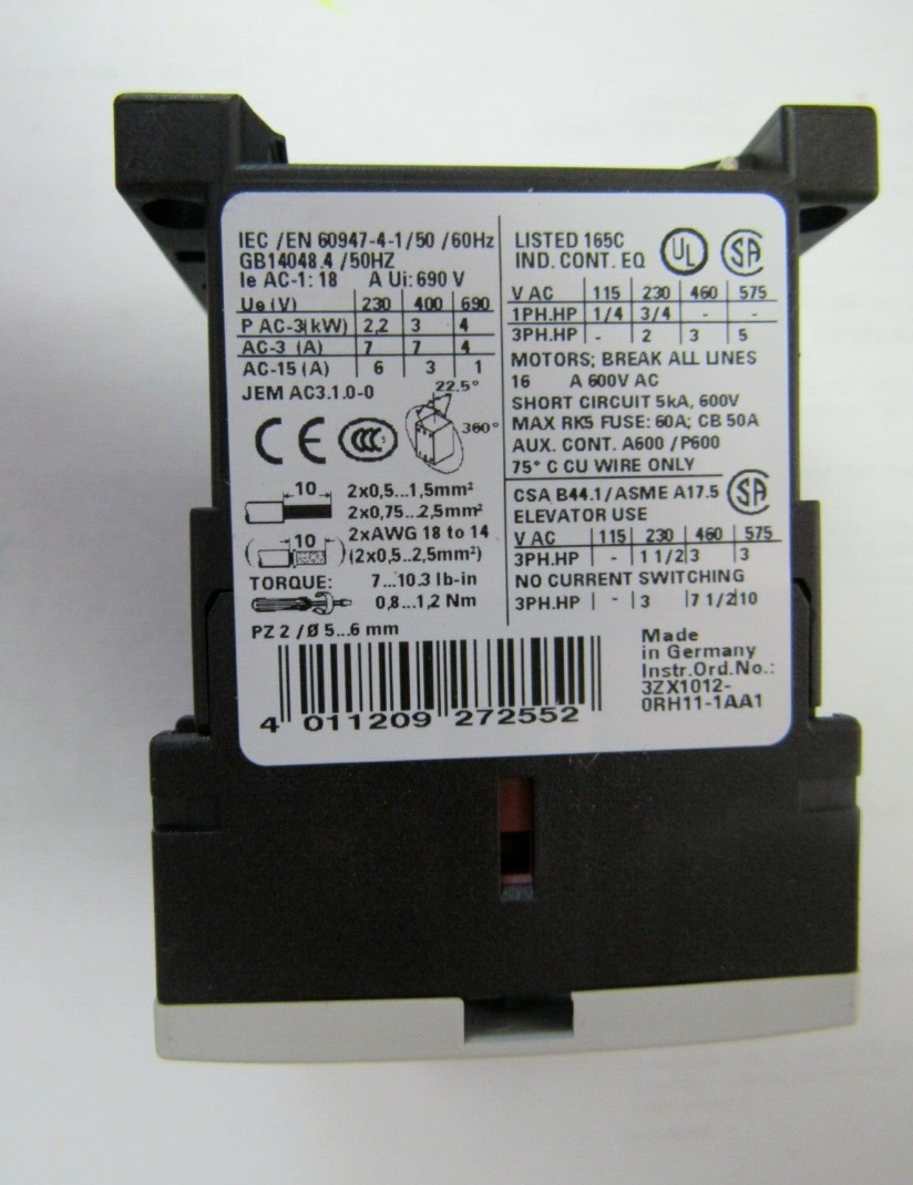 SIEMENS Sirius G/110523*E05* RELAY 3RT10151BB42 4011209272552