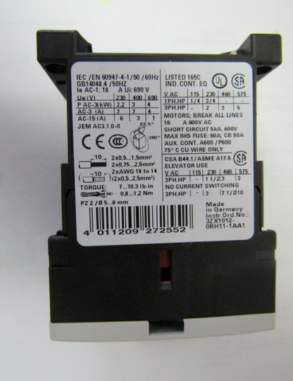 SIEMENS Sirius G/110523*E05* RELAY 3RT10151BB42 4011209272552