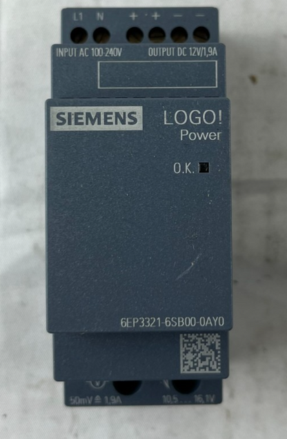 Siemens 6EP3332-6SB00-0AY0 LOGO! Power Supply 12V DC 1.9A Used Spare Part