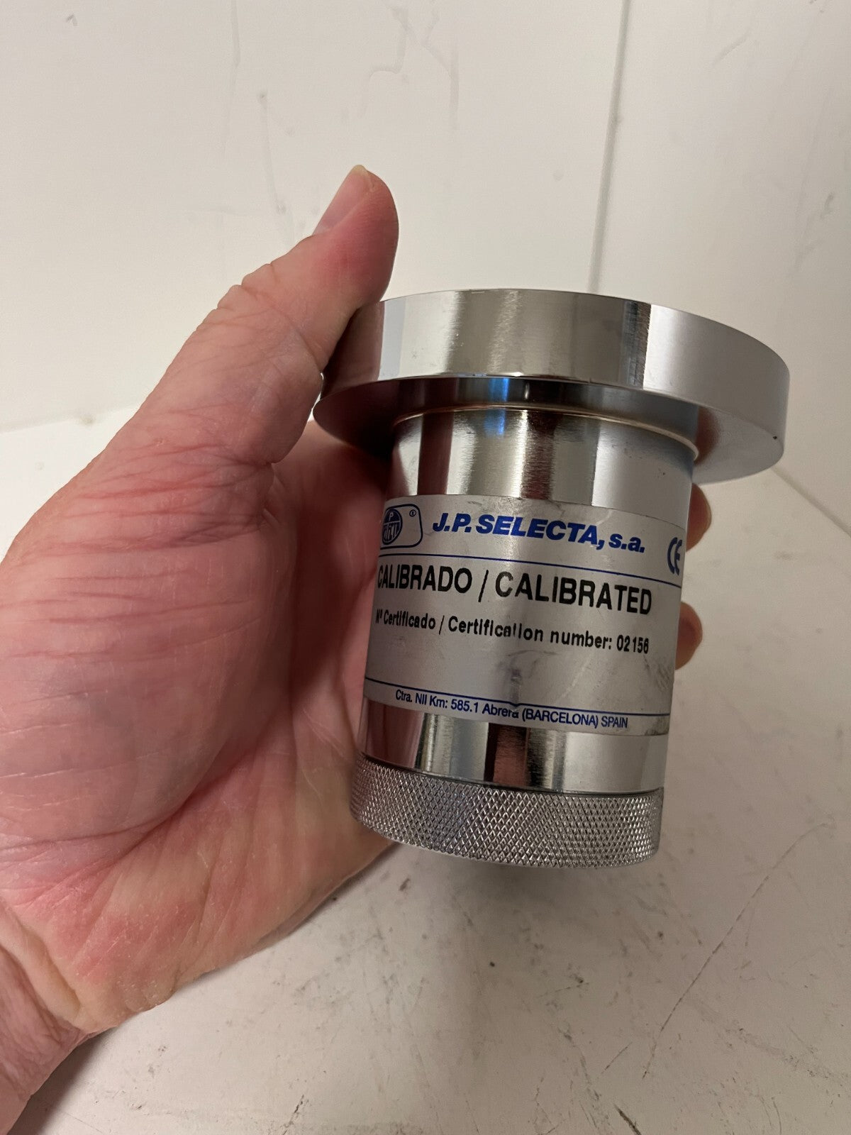 J.P. Selecta Calibrated Reference Vessel Stainless Cert 02158 Lab Hardly Used