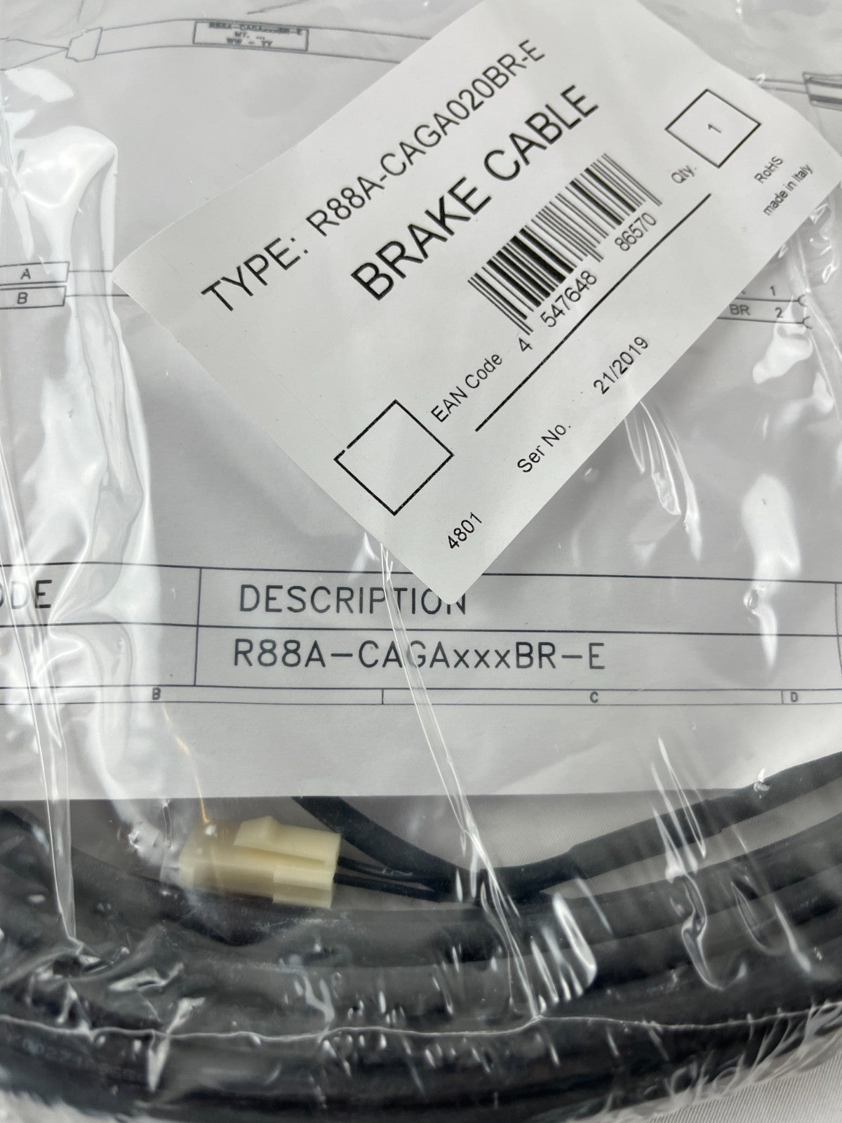 Omron R88A-CAGA020BR-E SmartStep 2 / G-Series Servo Motor Brake Cable 20m NEW