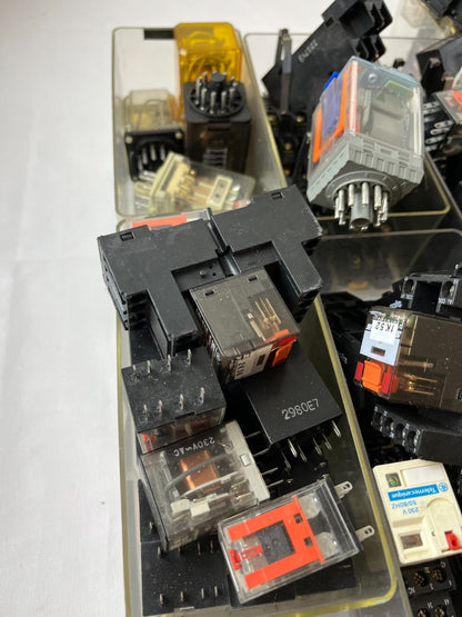 Mixed Industrial Relay Huge Lot Finder Schrack Omron Plug-In Relays Sockets Used
