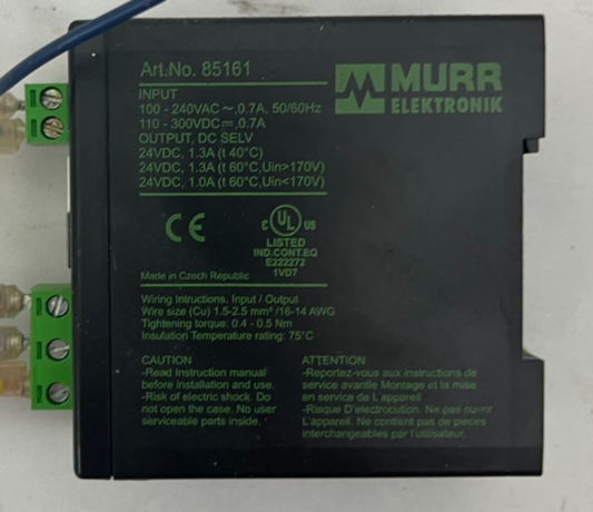 Murr Elektronik 85161 DIN Rail Power Supply 24V 1.3A Industrial Automation Used