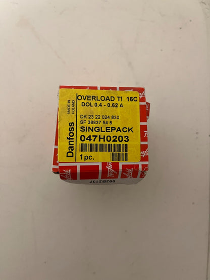 Danfoss Overload Relay TI16C 047H0203 DOL 0.4-0.62A New in Box Genuine 1 pcs