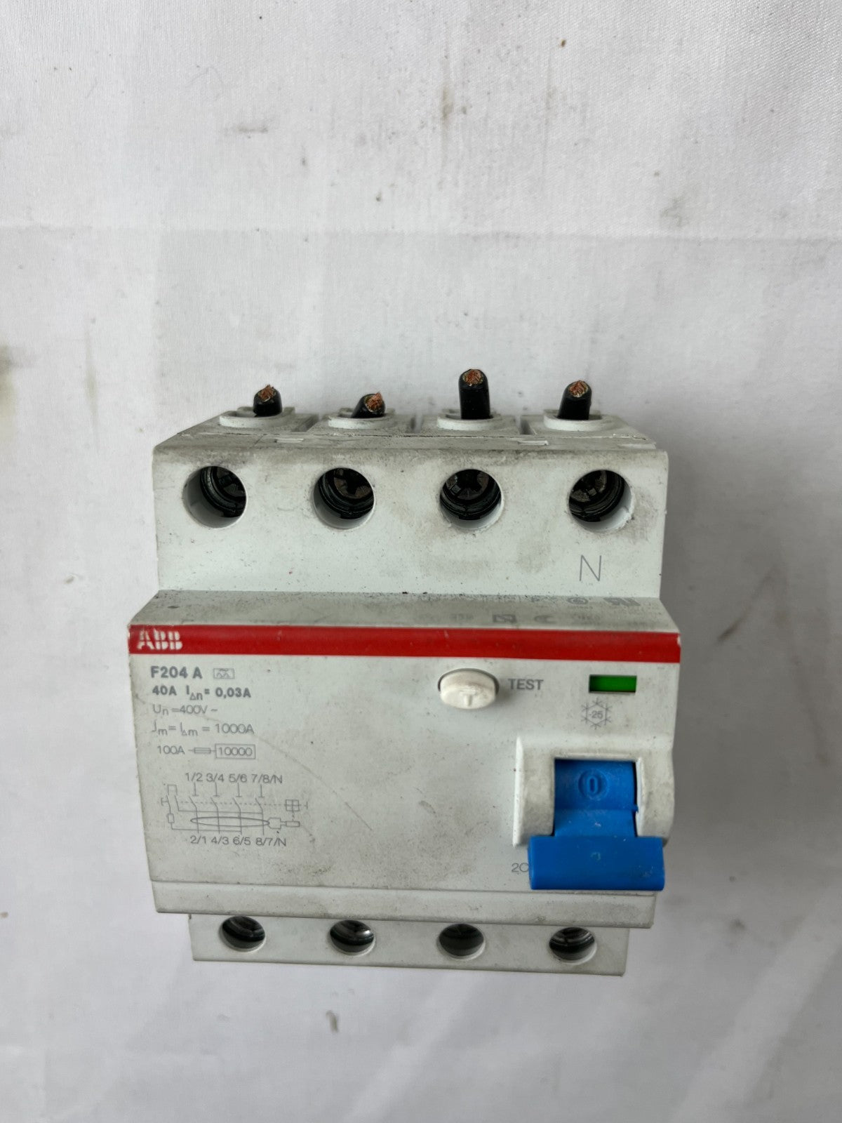 ABB F204 A 40A 30mA 4-Pole RCCB RCD Residual Current Breaker Used Spare Unit
