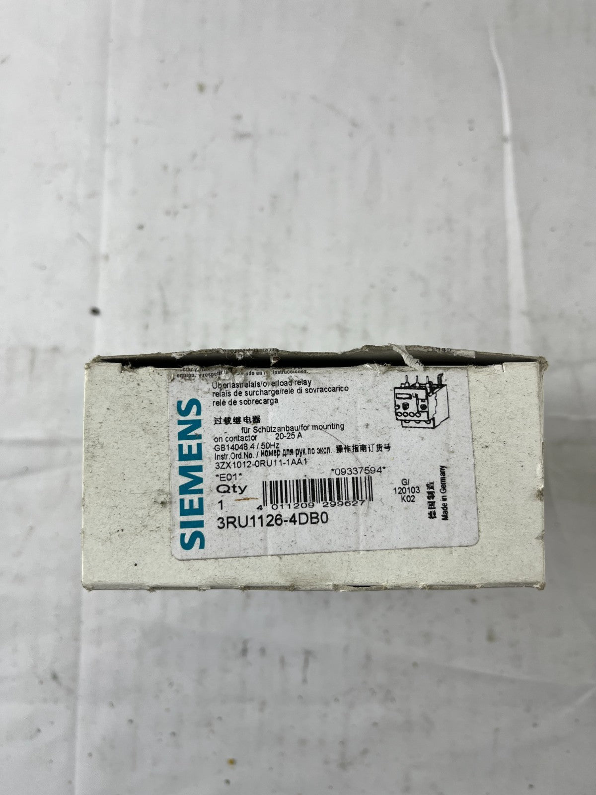 Siemens 3RU1126‑4DB0 SIRIUS Thermal Overload Relay 20–25A Class 10 for S0 New