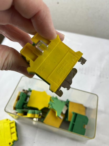 Ground Terminal Block Lot Phoenix Contact USLKG 16N Used Yellow Green PE Earth
