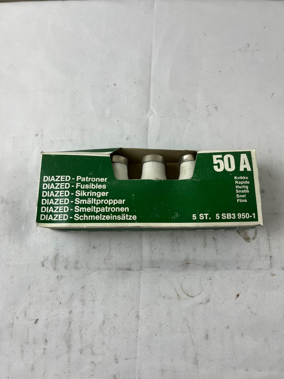 Siemens 5SB3 950‑1 Diazed 50A Quick‑Acting DIII Fuse Links Box Of 5 New Spares