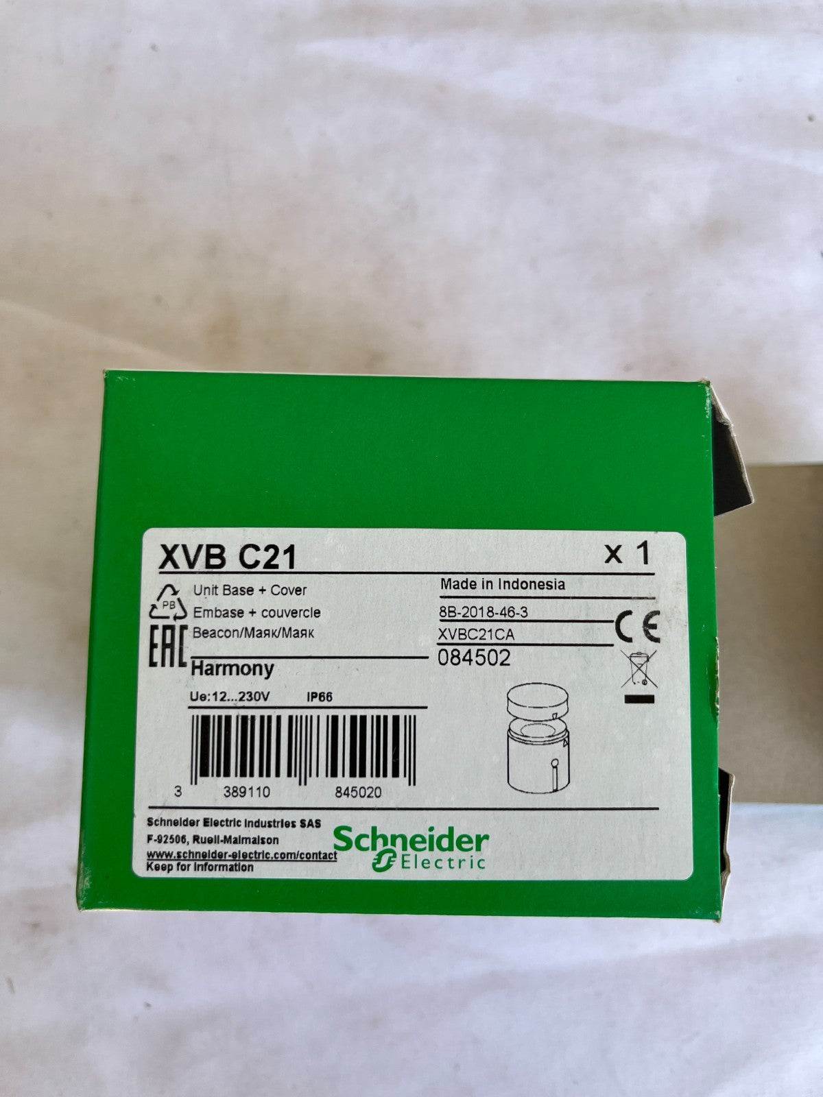 Schneider Electric XVB C21 Harmony Unit Base Cover 12-230V IP66 New Spare Unit