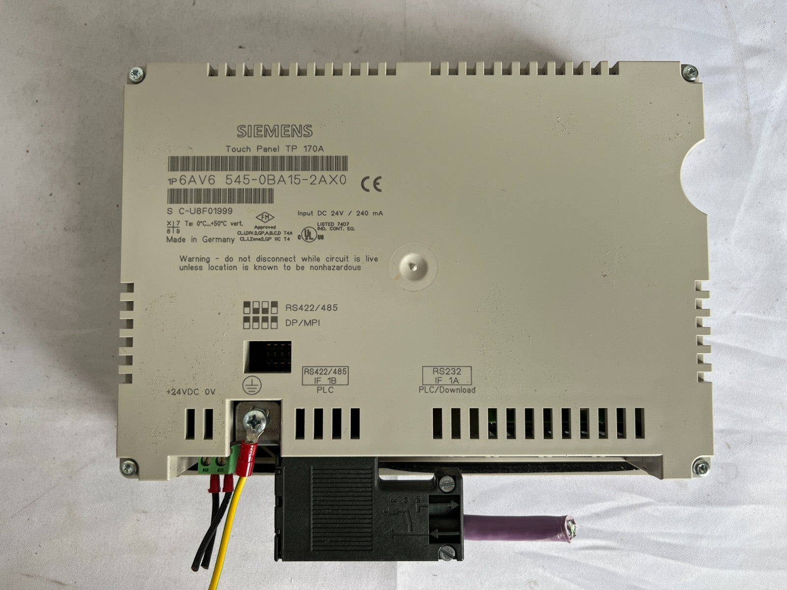 Siemens Tp170A 6Av6545‑0Ba15‑2Ax0 Hmi Touch Panel 5.7In 24V Used Spare Unit