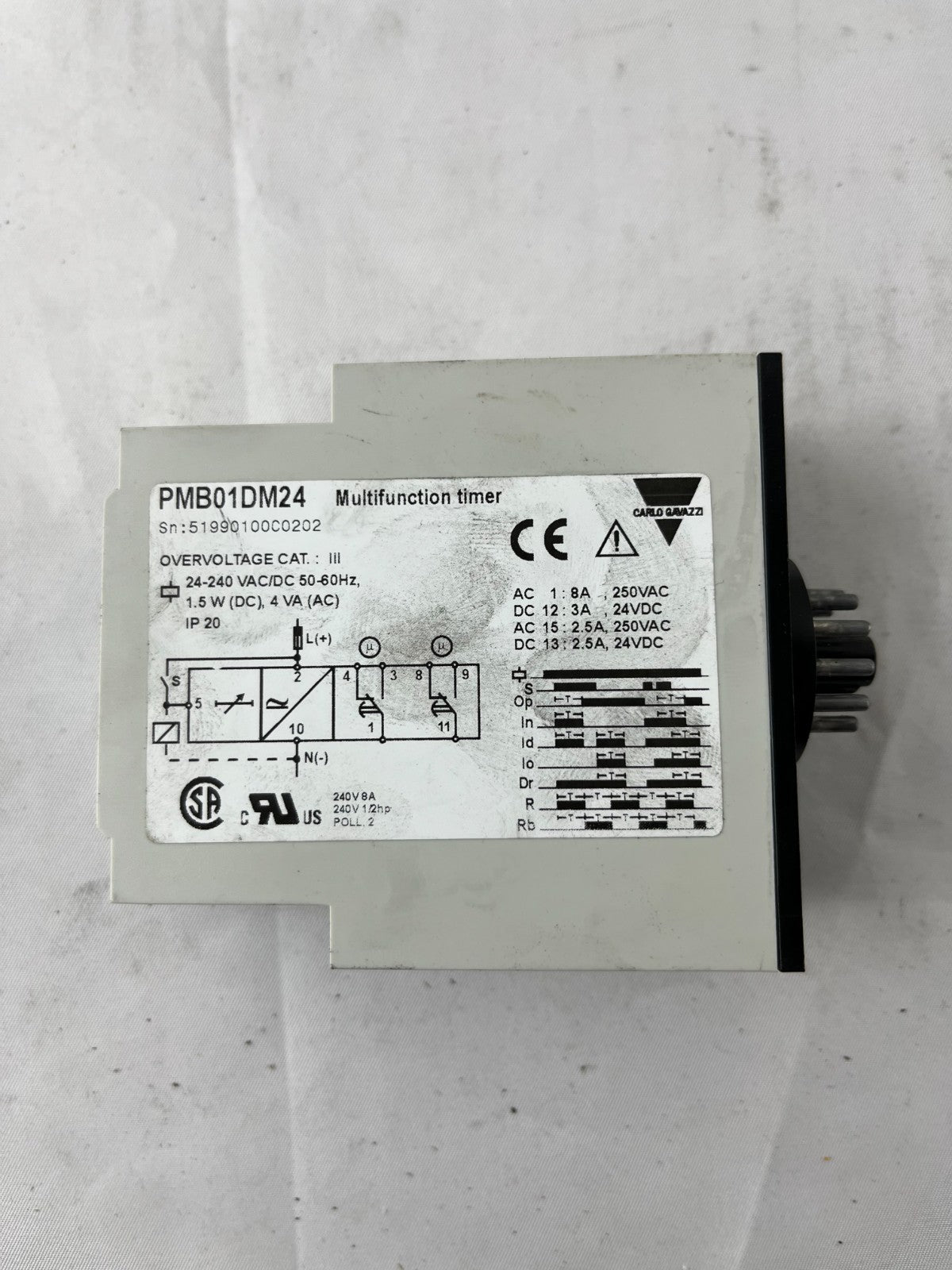 Carlo Gavazzi PMB01DM24 Multifunction Timer 24-240VAC/DC 0.1s-100h DIN 11-Pin