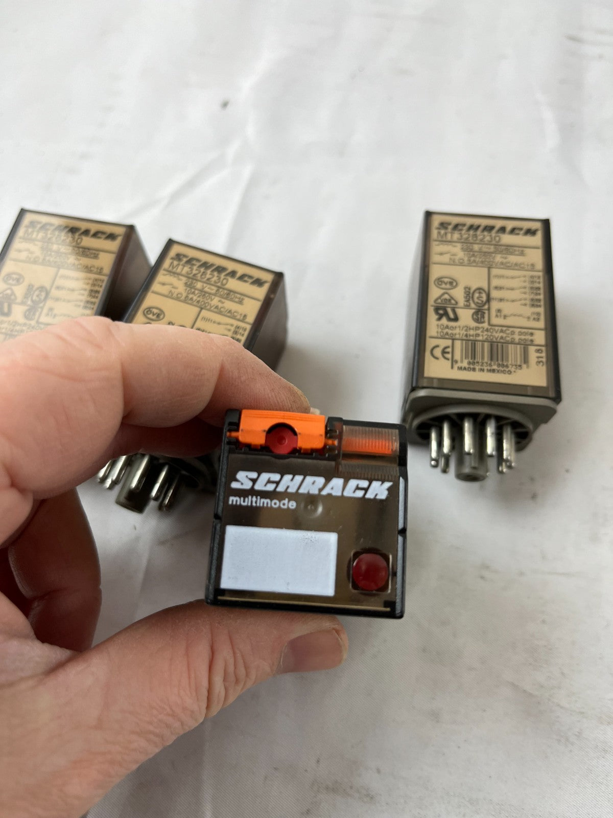 Schrack MT328230 Relay 230V AC 10A 3CO Plug‑In Tyco – Lot of 4 Used Spare Units