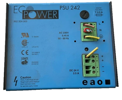 EcoPower PSU 242 Industrial Power Supply - 230VAC to 24VDC 2.5A - DIN Rail Mount