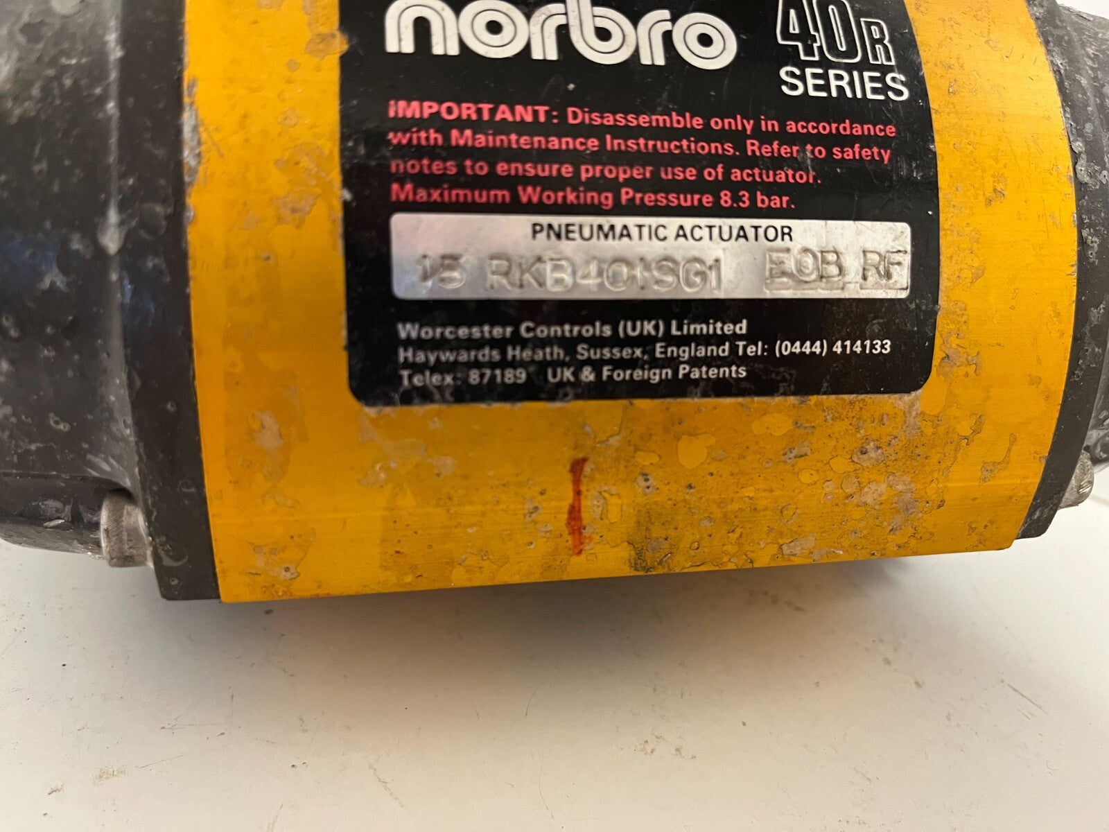 Norbro 40R Pneumatic Actuator RKB40-1SG1 EOB RF - Used, Tested, Working
